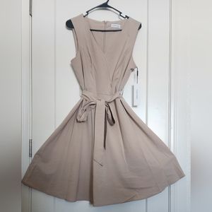 💫NWT CALVIN KLEIN Belted Fit-&-Flare Commuter Dress Size 12
